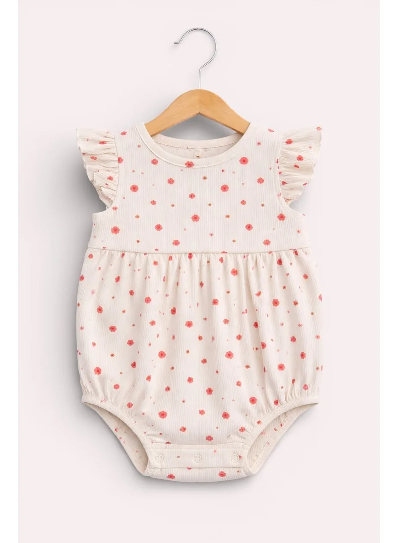 Victor And Jane Pack Of 3 Baby Girls Floral Ribbed Bodysuit Rompers – Pack of 3 (Pink & Neutral Tones) for Women | Best Price UAE